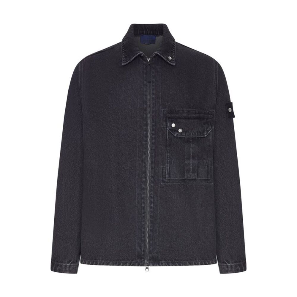 Stone Island Men Black Denim Overshirt